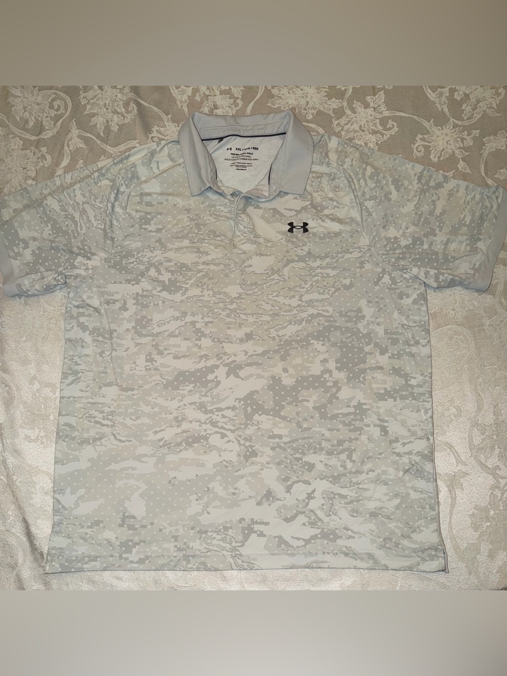 Under Armour Men's the Iso-Chill Polo Shirt Gray White Camouflage Size XXL
